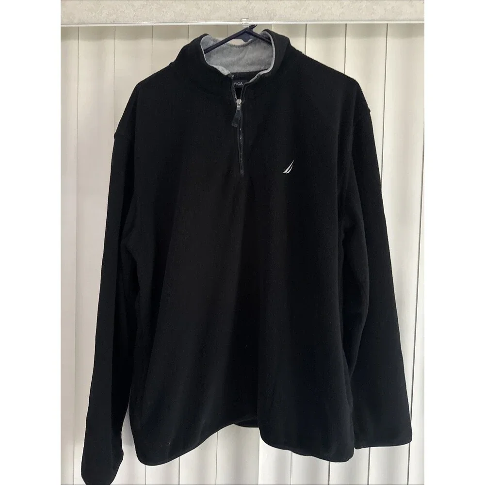 Nautica Black Fleece Pullover Jacket - Mens L